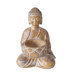 Buddha Fyrfadsstage Brun Polyresin H: 14,1 B: 9,2 L: 9,04 cm Leveres Assorteret