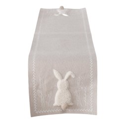 Bordl�ber med kanin Beige/Lysebrun Broderet, trykt, Bomuld, polyester 120x30 cm