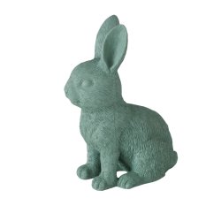 Kanin figur polyresin lysegr�n, m�rkegr�n B:7,5 H:18cm h�ndlavet