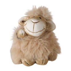 Figur af f�r i keramik/tekstil (leveres assorteret) Beige L:4,5 B:5 H:5,5 cm