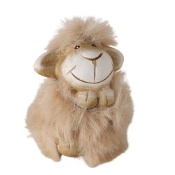 Figur af f�r i keramik/tekstil (leveres assorteret) Beige L:4,5 B:5 H:5,5 cm