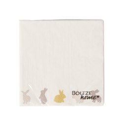 Servietter med p�skeharer (leveres assorteret) 20 pcs. Beige, Guld, Gr� 16,5x16,5 cm