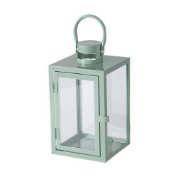 Lanterne m. h�ndtag Lysegr�n Glas, metal Stor/Lille 10x10x18cm 14x14x25cm