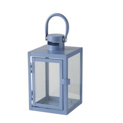 Lanterne Bl� Jernpulverlakeret lille: 11x17,5 cm/ stor: 14x23,5 cm