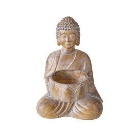 Buddha Fyrfadsstage Brun Polyresin H: 14,1 B: 9,2 L: 9,04 cm Leveres Assorteret