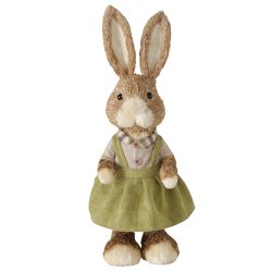 Kaninfigur Dreng/Pige Brun, Gr�n Polystyrenplastik, polystyrenskum, polyester, halm 14x13x43 cm