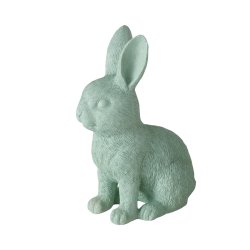Kanin figur polyresin lysegr�n, m�rkegr�n B:7,5 H:18cm h�ndlavet