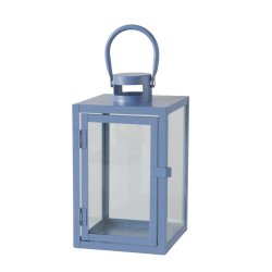 Lanterne Bl� Jernpulverlakeret lille: 11x17,5 cm/ stor: 14x23,5 cm