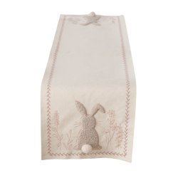 Bordl�ber med kanin Beige/Lysebrun Broderet, trykt, Bomuld, polyester 120x30 cm