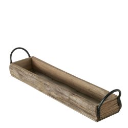 Dekorationsfad Rustkt Eg m/Jern hndtag L: 59/64 B: 13/17 H: 11/12 cm. Vlg Strrelse