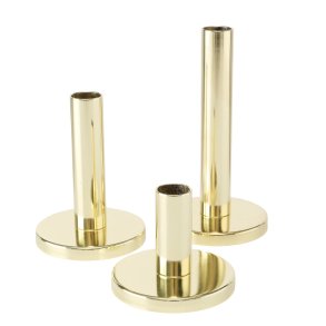 Lysestage St m/3 stk. Guld jern/Metal H: 16 D: 8,6 cm