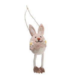 P�ske�g/hare uld polyester beige/creme/hvid/gul L:5 B:5 H:16 cm