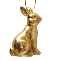 H�ngende kanin figur (leveres assorteret) guld polyresin B:3 H:6,5cm
