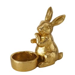 Kanin fyrfadsholder guld (leveres assorteret) polyresin D:6 B:10,5 H:10 cm