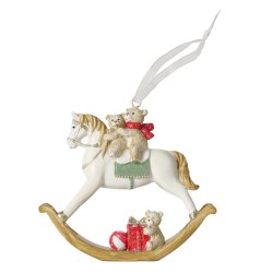 Juletrspynt Gyngehest H: 8,3 L: 8,8 cm. Leveres assorteret 