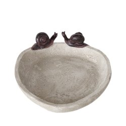 Fuglebad Fugle/Snegle Brun Polyresin 6x21 cm