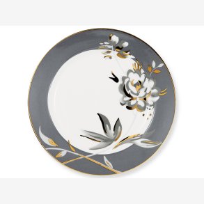 GreenGate frokost tallerken Aslaug gr m/guld detaljer D20,5 cm
