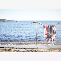 Madam Stoltz Hammam hndklde stribet bl/hvid 100x180 cm. 