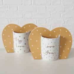 Jumbo krus k�rlighed/m tekst Guld, Hvid 2 varianter Porcel�n 12x8x10 cm 350ml