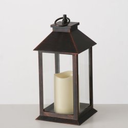 LED Batteri Lanterne m/Timer H: 30 B: 14 D: 14 cm. Sort