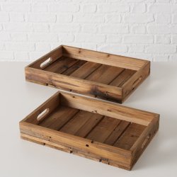 Serveringsbakke m/hndtag Fyr tr - 2 Strrelser