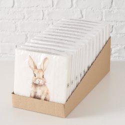Servietter med kanin 20 pcs. Beige, cremehvid 16,5x16,5 cm