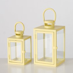 Lanterne gul Jernpulverlakeret lille: 11x17,5 cm/ stor: 14x23,5 cm