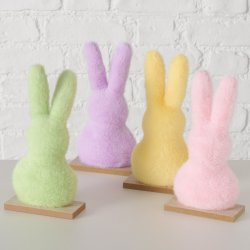 Kanin figur plys MDF/Polyester B:7 H:21,30 cm Lysegr�n, Lyser�d, Lilla, Gul