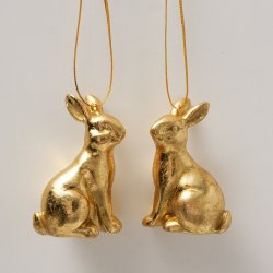 H�ngende kanin figur (leveres assorteret) guld polyresin B:3 H:6,5cm