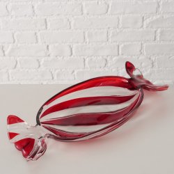 Juleskl Slikformet Rd/Hvid H: 4 B: 15,3 L: 34,5 cm Lakeret Glas 