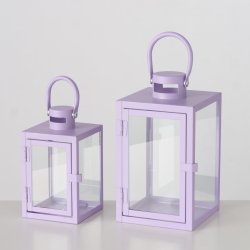 Lanterne lilla Jernpulverlakeret Lille: 11x17,5 cm/Stor: 14x23,5 cm