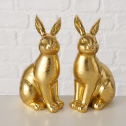 Kaninfigur i guld (leveres assorteret) Polyresin L:8 B:6 H:14 cm