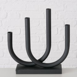 Lysestage/Adventsstage Tonis Metal, Sort H: 34 B: 9 L: 33 cm