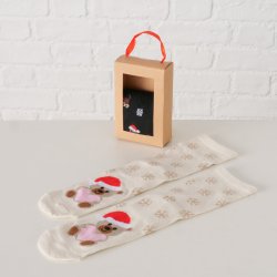 Julesokker 2 par Bjrn &amp; Hund Str. 35-38 Polyester, Elastan Sort/brun/cremehvid