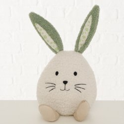 Kanin d�rstopper plys gr�n/cremehvid Plastik, sten, tekstil B:18 H:31 cm