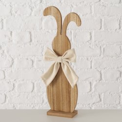 Kaninfigur i tr� m/sl�jfe Brun L:15 B:6 H:40 cm