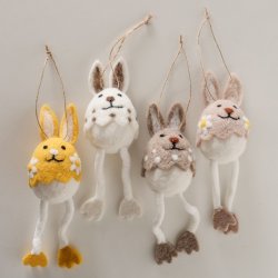 P�ske�g/hare uld polyester beige/creme/hvid/gul L:5 B:5 H:16 cm