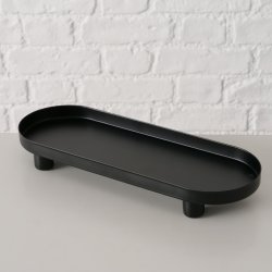 Oval Bakke Sort Jern/Metal H: 3,7 B: 10 L: 28 cm