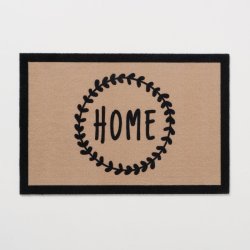 Drmtte "HOME" Beige/Sort 40x60cm. Polyamide