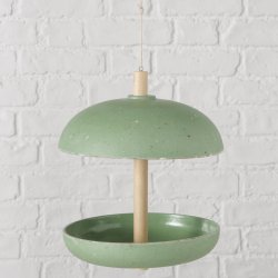 Rundt Fuglefoderhus til ophng H: 26 cm D: 21 cm Plast/Tr/Bambus Grn