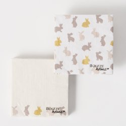 Servietter med p�skeharer (leveres assorteret) 20 pcs. Beige, Guld, Gr� 16,5x16,5 cm