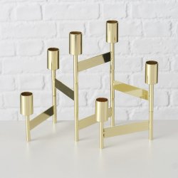 Lysestage Guld H: 22 B: 3 L: 55 cm Metal/Jern Plads til 6 stearinlys