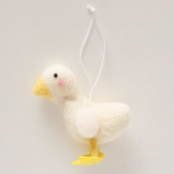 H�ngende g�s figur Jern, uld, polyester Beige B:4 H:7 cm