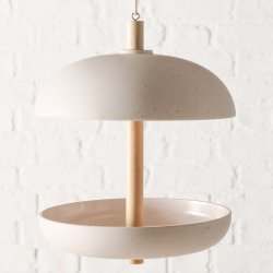 Rundt Fuglefoderhus til ophng H: 26 cm D: 21 cm Plast/Tr/Bambus Hvid