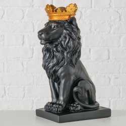 Lvernes Konge Figur Sort m/Guld Krone H: 34,5 B: 13,5 D: 22 cm. Poly