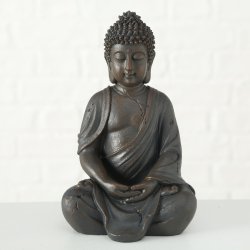Buddha Figur Siddende Brun H: 20 B: 13 D: 10 cm. Poly