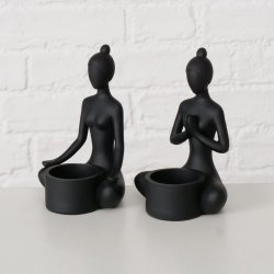 Yoga Figur Kvinde t/Fyrfadslys H: 15 B: 9 cm. Poly Sort