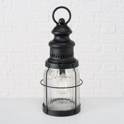 Staldlanterne t/Batteri m/Hank Inkl. prer H: 32 : 12 cm. Sort Glas/Jern