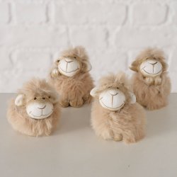 Figur af f�r i keramik/tekstil (leveres assorteret) Beige L:4,5 B:5 H:5,5 cm