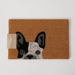 Drmtte m/Fransk Bulldog 60x40 cm. Kokos Fibre/PVC